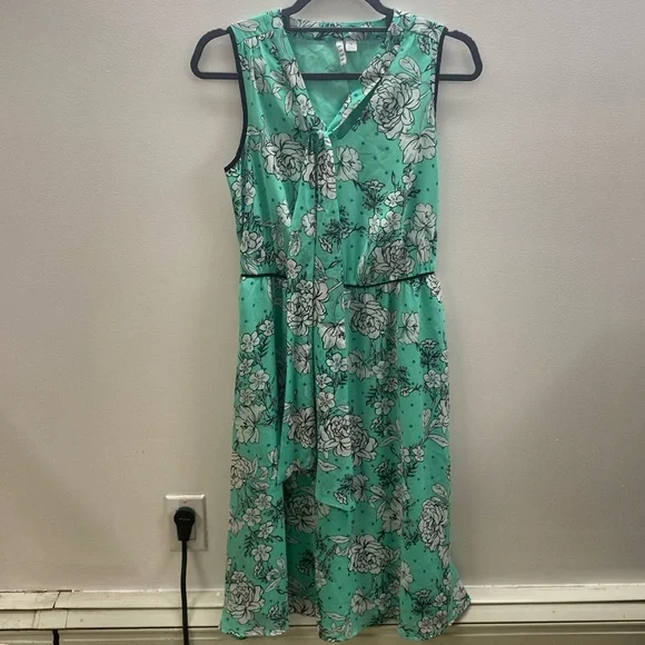 Mint green sleeves floral dress XS - Picture 1 of 9